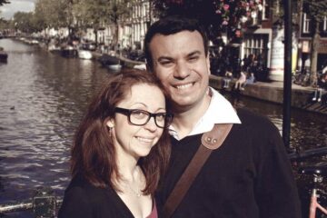 We met at a Hostel in Bruges, 10 years later we are still married