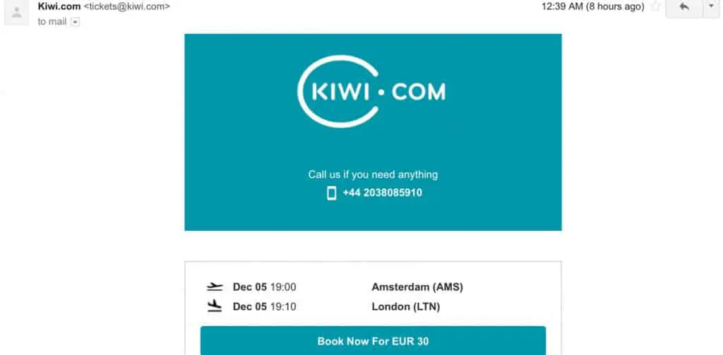 Finding cheap flights with kiwi price alert