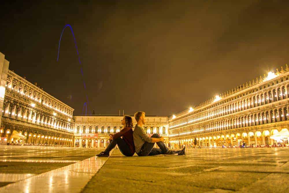 Piazza San Marco in Venice - sitting down, but no picnic at least at night