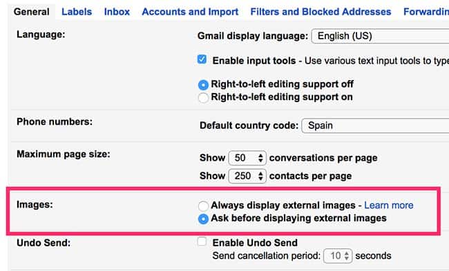 Turn off "automatic image loading" in your emails