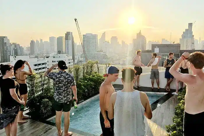 Holy Sheet Hostel is a TOP hostel for solo-travellers in Bangkok. Join their occasional pool parties!