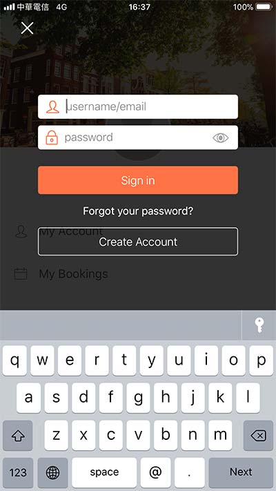 Log in to your account with the Hostelworld App