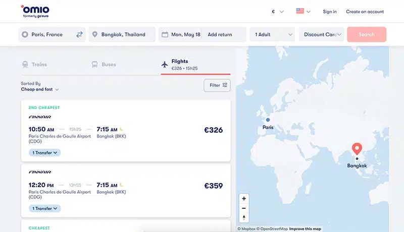Finding Flights with Omio.com