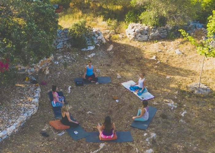 Group yoga at Pakleni Island