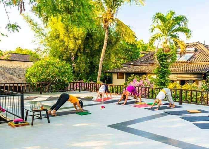 Outdoor yoga practise at Zen Resort