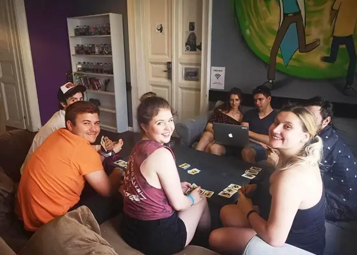 Game night with friends at Vitae Hostel