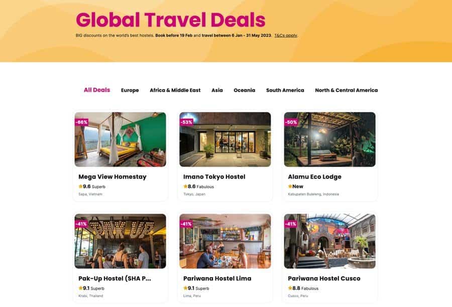 Global Travel Deals at Hostelworld.com