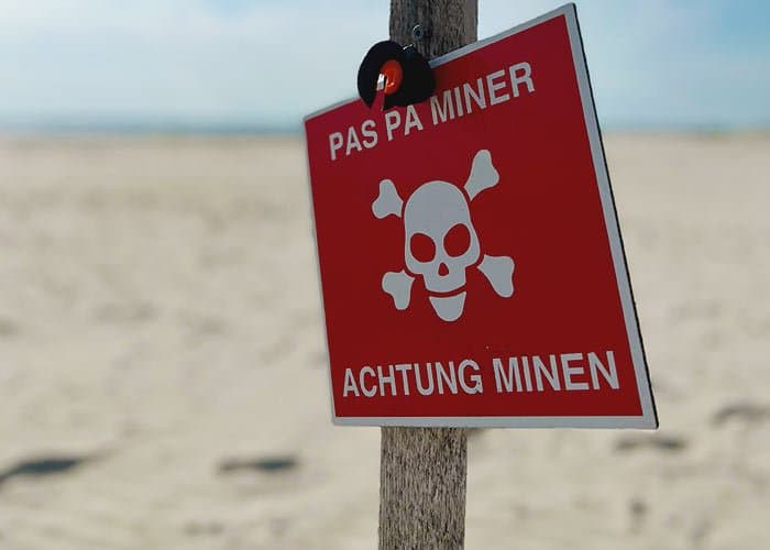 Warning: Mines at the beach in Denmark